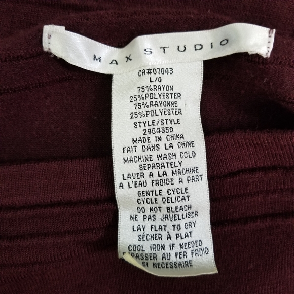 Max Studio L Burgundy Cap Sleeve Knee Length Dress - Picture 5 of 5